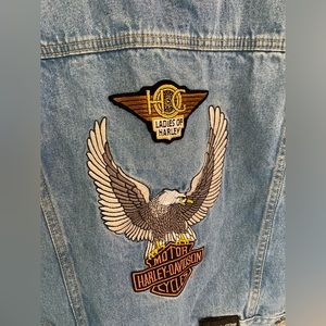 Harley Davidson Motorcycles Denim Sleeveless Vest Embroidered Logo M Ladies Of